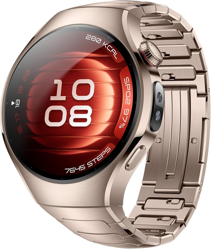 WATCH 5 42mm Smartwatch, Multi-sensing X-TAP technology, Real-Time Fingertip Blood Oxygen, eSIM, Intuitive Smart Gestures, iOS&Android, Beige, 3 months extended HuaweiCare+(Amazon Exclusive) - 42mm Sand Gold