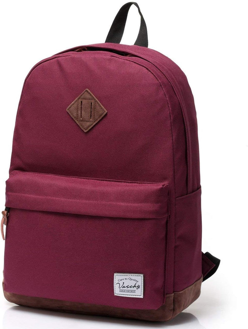 VASCHY Men's Backpack, Women's Waterproof School Bag, Boy Girl Computer 15.6 Inch Vintage for School, College, Work, Travel, Leisure
