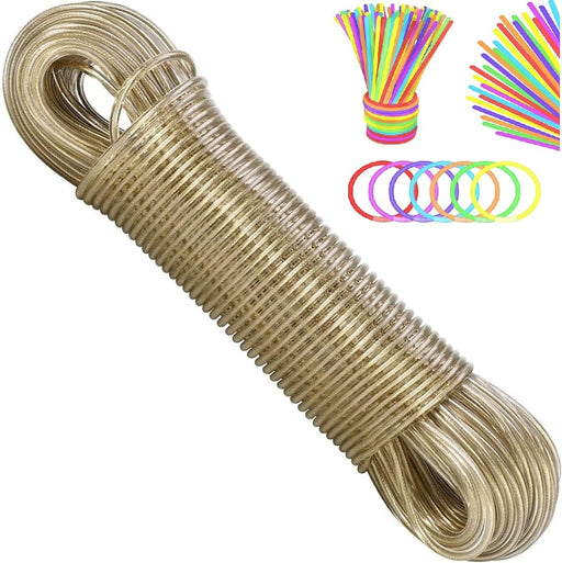 Betsey® Heavy Duty Steel Wire Plastic Coated Clothesline Rope with Five pcs Glow Sticks, Washing Line Rope, Cloth Hanging Wire, Steel Laundry Wire, Portable Clothes Line Rope