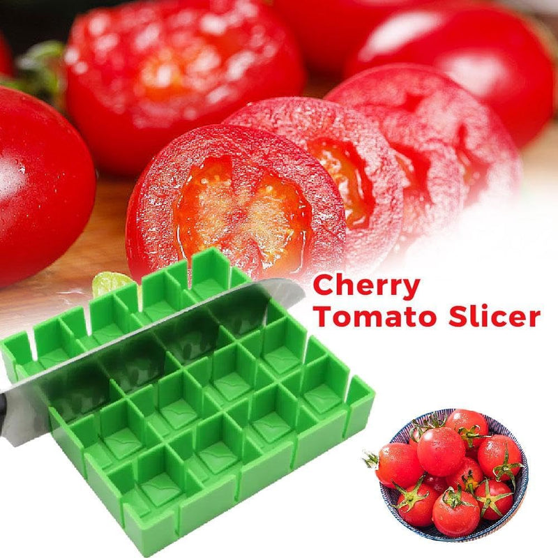 Fruit Container Holder Cutter, 16 Compartments Finger Safe Tomato Slicing Tool, Food Grade Material, Cutting 16 Pieces in Second, Half or Quarter Cutting Tool for Salad and Kids Baby Toddler Snacks