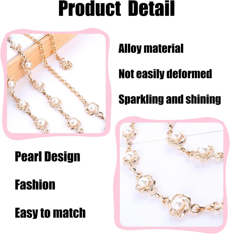 Pearl Waist Chain Belt, Metal Belly Chain Belts, Adjustable Pearls Body Chains, Dresses Jeans Skirts Pants, Jewelry Accessories