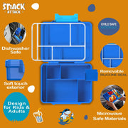 Kids Bento Lunch Box, 5 Compartments, Soccer Design, Turquoise, Dishwasher Safe, Leak-Proof Container with Utensils, 1330ml Capacity (Blue Astro planet) - Blue Astro planet