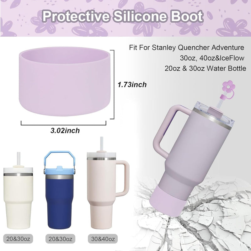 tewiaii 6 PCS Use for Stanley Cup Tumbler Accessories 40oz 30oz,Compatible with Stanley Cup Tumbler Water Bottle Handle Sling Strap for Carrying (Purple)
