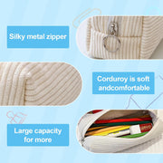 2 Pieces Pencil Case, Monochrome Pencil Case, Corduroy Pencil Case, for School, Office, Travel, Black And Cream, No