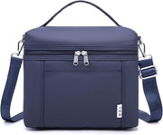Insulated Lunch Bags for Women Cooler Bag Lightweight Nylon Waterproof Lunch Box For Work - Medium (8 Liters) Navy Blue