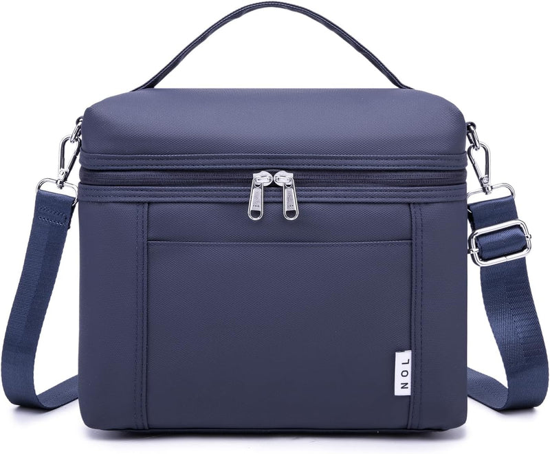 Insulated Lunch Bags for Women Cooler Bag Lightweight Nylon Waterproof Lunch Box For Work - Medium (8 Liters) Navy Blue