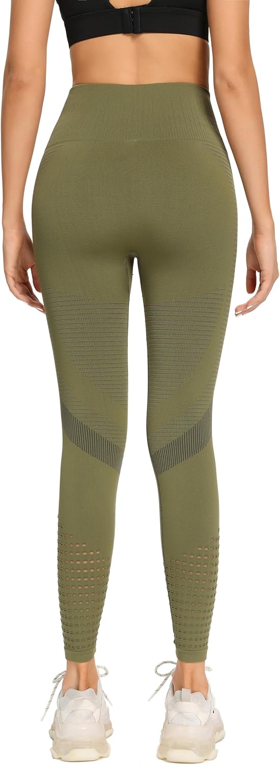 Redqenting High Waisted Leggings for Women Workout Seamless Leggings Yoga Pants Sweat Proof Tummy Control Tights