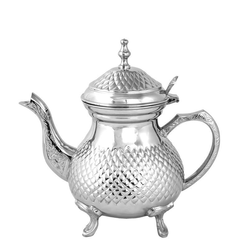 Cuisine Art Brass Moroccan Teapot 600ml Diamond Design Handmade Traditional Tea Kettle for Arabic and Turkish Tea