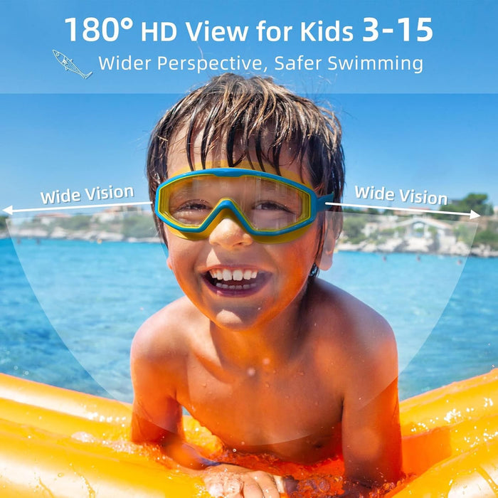 Kids Swim Goggles for Toddler Kids Youth, Anti-Fog Waterproof Anti-UV Clear Vision Water Pool Goggles Comfort for Age 6-14