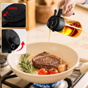 SKY-TOUCH 470ml Oil Sprayer for Cooking, 2 in 1 Glass Olive Oil Sprayer & Dispenser Bottle for Kitchen, Air Fryer, Salad, BBQ, Frying, Baking, Grilling, Food Grade, Leak-Proof, Refillable (Black)