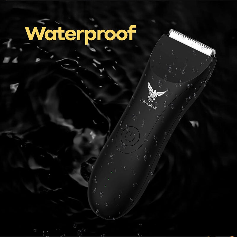 AAMSRAK® Grooming Hair Trimmer | Waterproof, Skin safe | Zero Gapped, Beard Trimmer For Men | Nose, Ear, Body, Balls, Trimmer Cordless, Electric Shaver, Long Battery, Including 2X Guided Combs