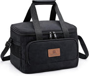 Waterproof Hot & Cold Food, Cooler for Work/School/Travel, Leak-Proof Thermal Insulated Lunch Bag (Black), 6L