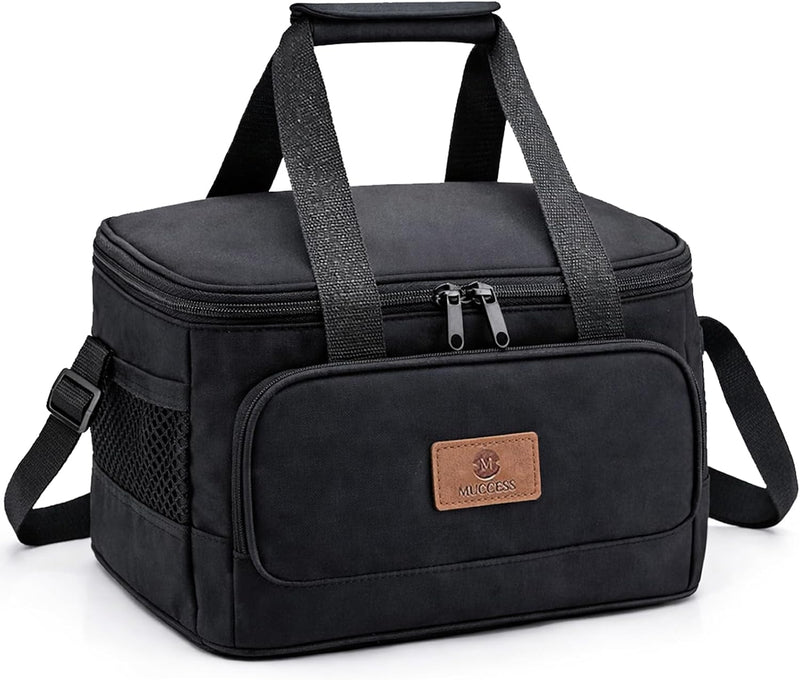Waterproof Hot & Cold Food, Cooler for Work/School/Travel, Leak-Proof Thermal Insulated Lunch Bag (Black), 6L