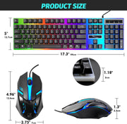 SKY-TOUCH G21 Computer Gaming Keyboard and Mouse Combo :Keyboard with Flexible Polychromatic LED Lights Mechanical Feel Wired USB Working Keyboard Mouse Set for Windows Computer(Black) - Black-new