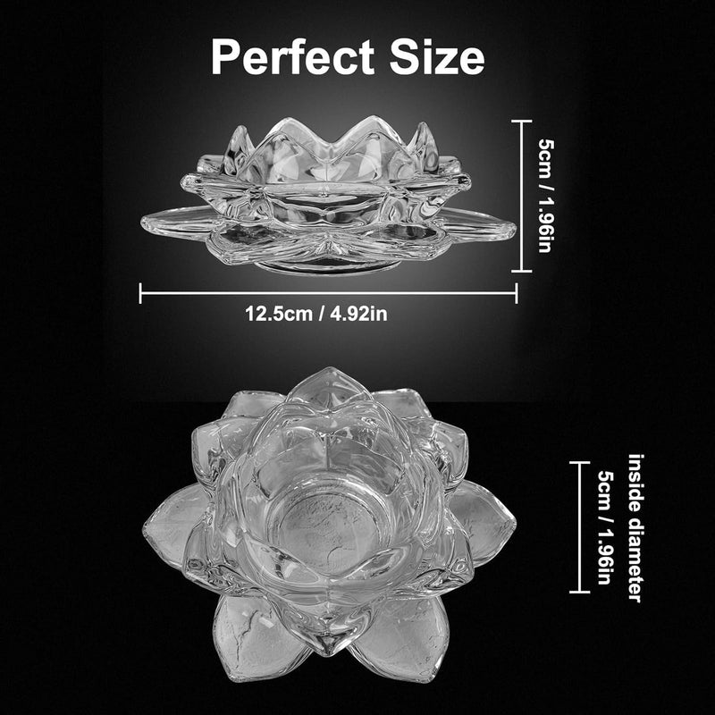 BUY4LESS - Glass Tea Light Candle Holder Lotus Flower pack of 1 (Red)