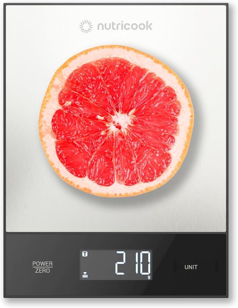 Nutricook Food Scale, 11lb Digital Kitchen Scale, Weight in Grams and Ounces (1g Precise) for Baking, Cooking, Nutrition and Meal Prep, Tare Function - Stainless Steel