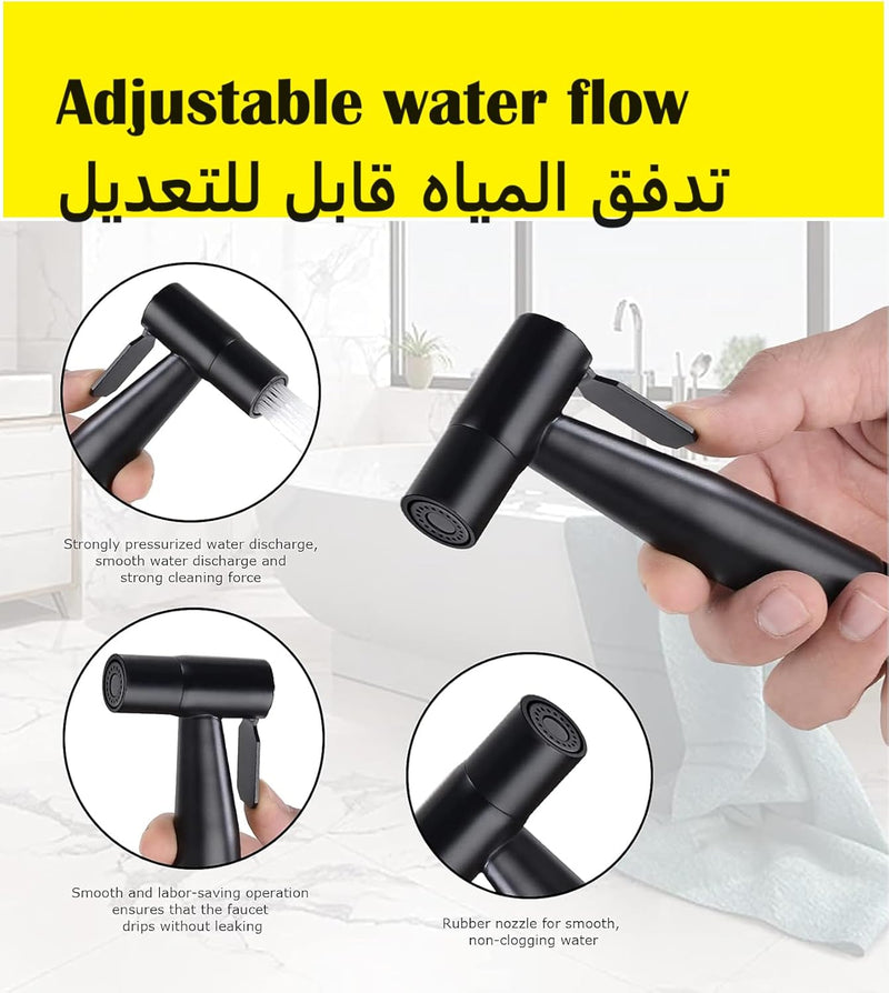 JUNARIS Handheld Bidet Sprayer for Toilet-Adjustable Water Pressure Control with Bidet Hose for Feminine Wash, Stainless Steel Brushed Nickel Cloth Diaper Bidet Toilet Sprayer for Baby Wash