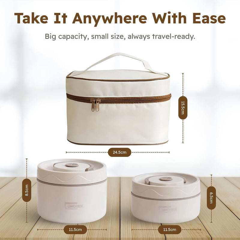 Stainless Steel Lunch Box 4pcs Set, 3-Layers of Insulation Leakproof Box with Thermal Insulated Lunch Bag, 304 Steel Containers Stackable & Perfect for Work, School, Travel, Picnics