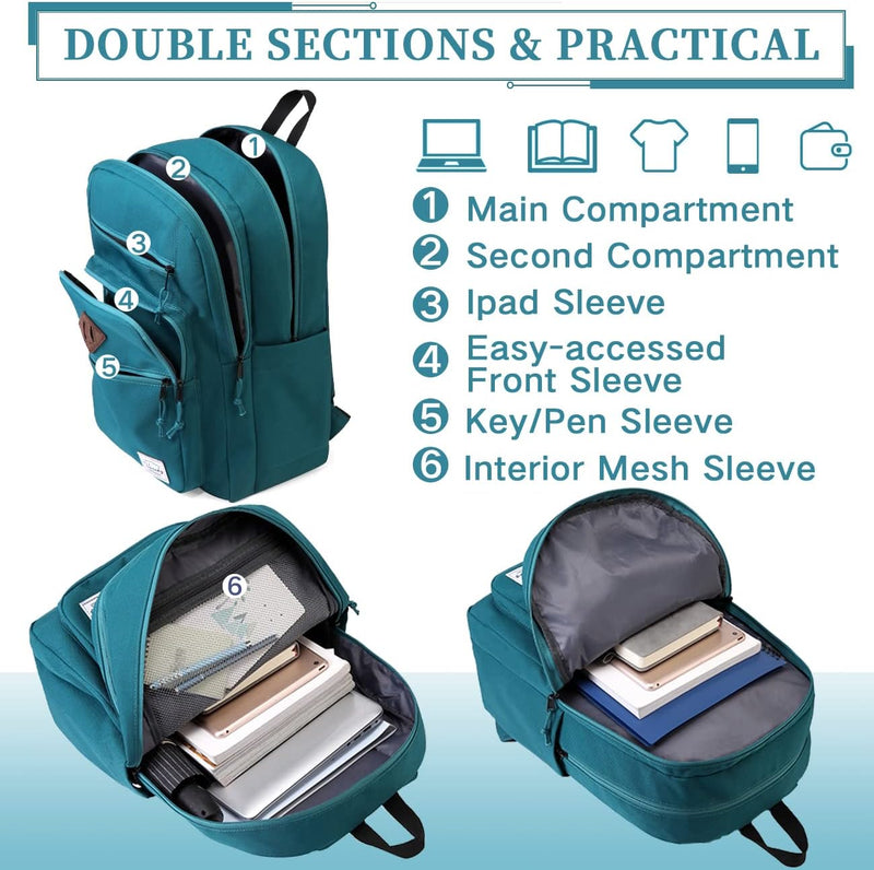 VASCHY School Backpack for Women, Unisex Large Bookbag Schoolbag Casual Daypack for High School/College/Teens/Travel/Work