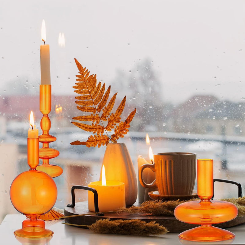 Rtteri 3 Pcs Glass Candlestick Holders Glass Taper Candle Holders Groovy Candlestick Wavy Glass Candlestick Holders Elegant Glass Candlestick Glass Vases for Home Party Centerpiece (Green)