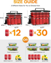 Insulated Lunch Box for Men & Women - Leak-Proof Cooler Lunch Bag with 4 Pockets, Adjustable Strap, Ideal for Work, Picnic, Travel - Medium, Black, 10.2"6.9"8.5"