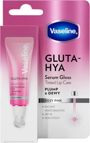 Gluta-Hya Serum Gloss Tinted Lip Care Rosy Pink Hyaluronic Acid & Glutathione for Plump Dewy Lips Instant Moisturisation, SPF 15, Non-Sticky 10 ml