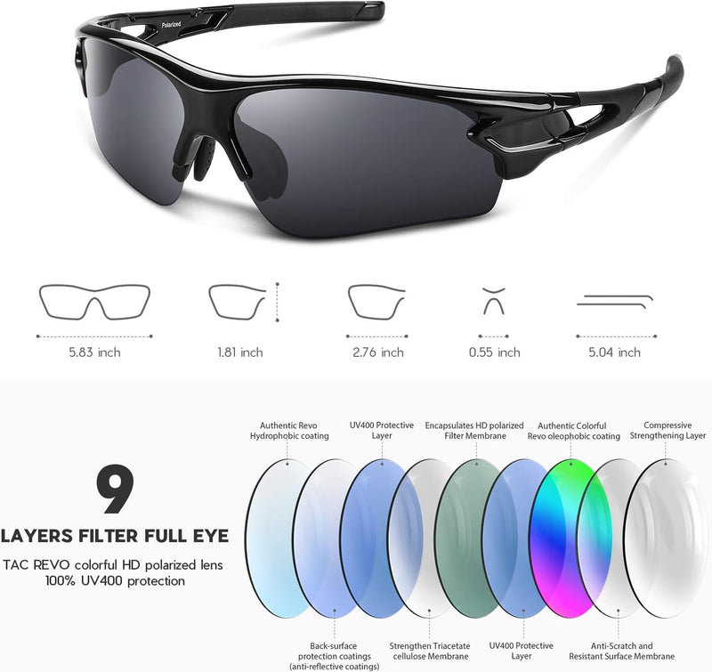 Polarized Sports Sunglasses for Men Women Youth Baseball Fishing Cycling Running Golf Motorcycle Tac Glasses UV400