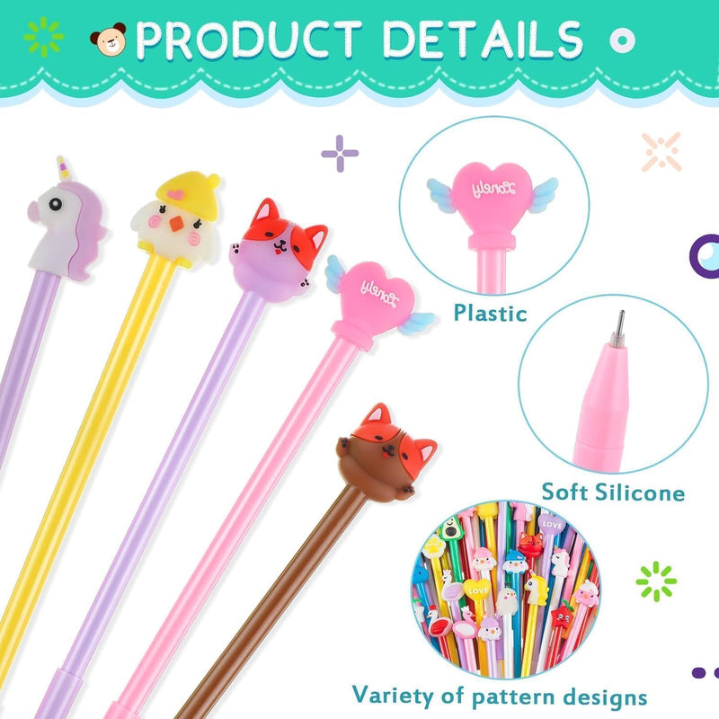 40 Pack Cute Cartoon Pens Animal Writing Pens 0.5 mm Assorted Styles Pens Stationery for Office School Student Kids Present,Classroom, Party Favors, Goodie Bags Fillers, Birthday Day Gifts and Prize