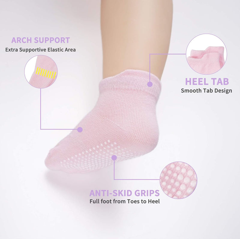 CozyWay Non-Slip Socks with Grippers - Ankle Style for Little Girls and Boys, Infants, Toddlers, Children
