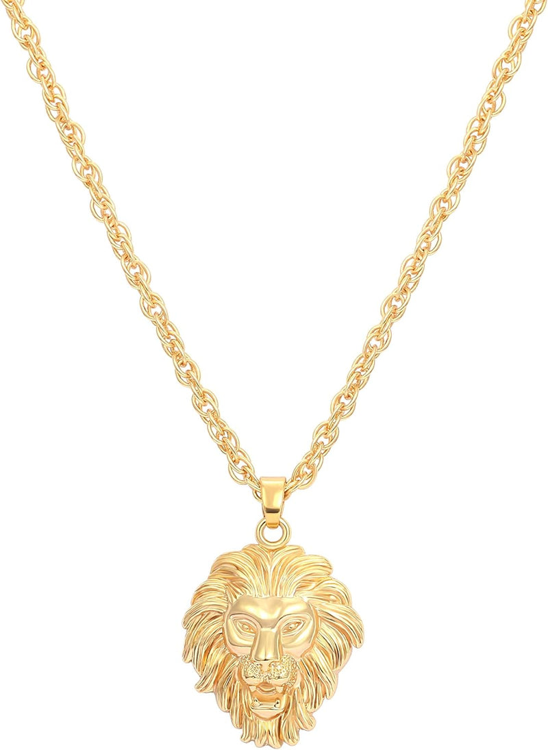 Hamsa Chain Bracelet with Cubic Zirconia Lucky Charms 18K Gold Plated Adjustable Bracelet for Women - Male Lion