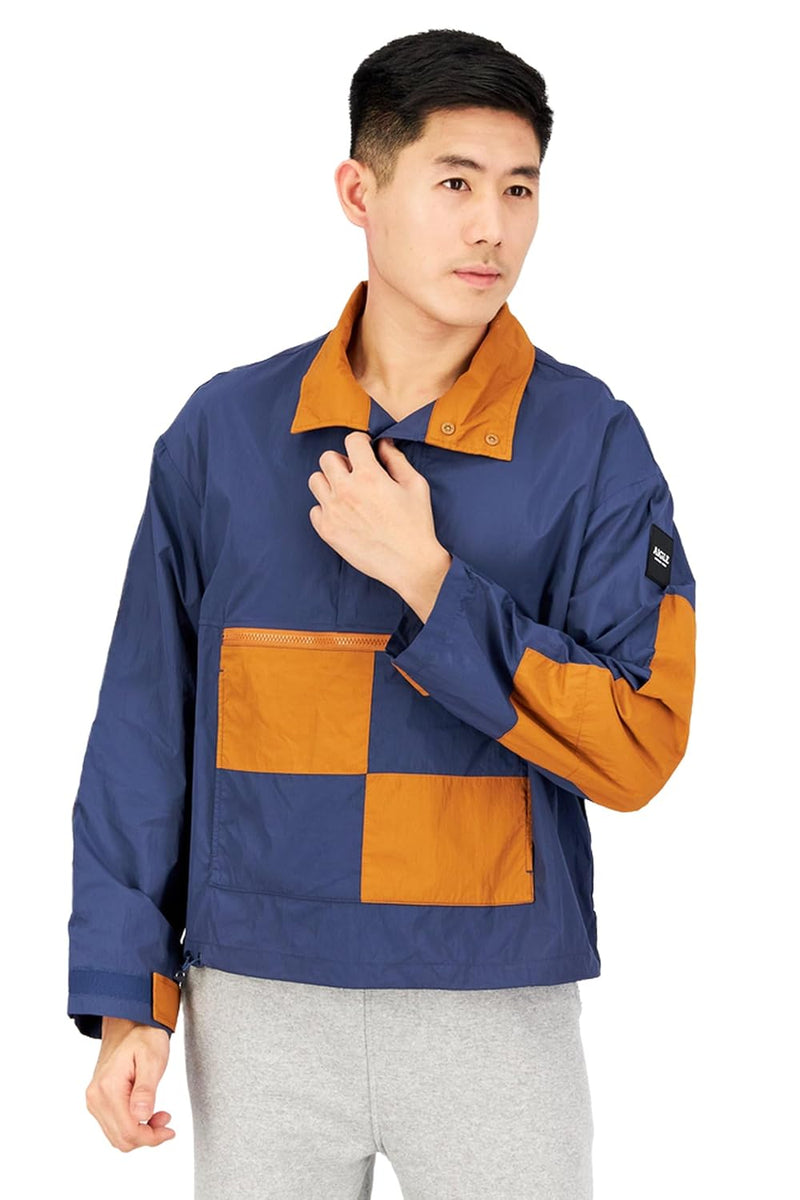 Aigle Men High Neck Long Sleeve Colorblock Windbreaker Jacket M Navy Blue