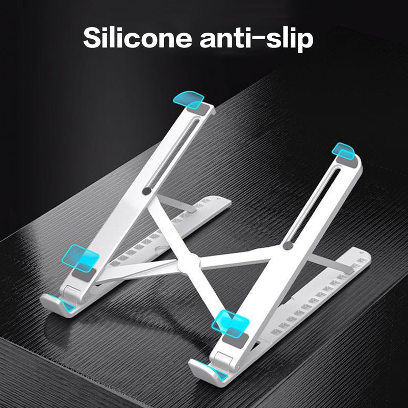 2-in-1 ABS Laptop Stand for Desk and Phone Holder, Adjustable Foldable Laptop Riser Portable Ergonomic Notebook Stand for Laptops/iPad (11-17")