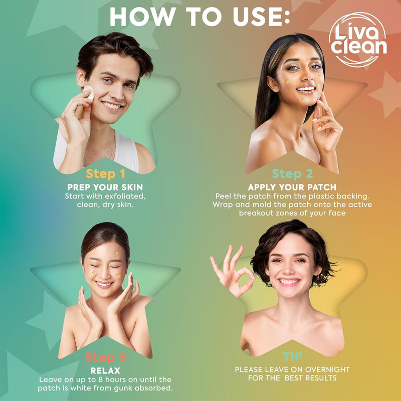 LivaClean Star Pimple Patches for Face w/Hydrocolloid, Salicylic Acid & Tea Tree, 240 Patches, Hydrocolloid Acne Patch, Cute Star Pimple Patch for Healing Stickers Zit Superstar
