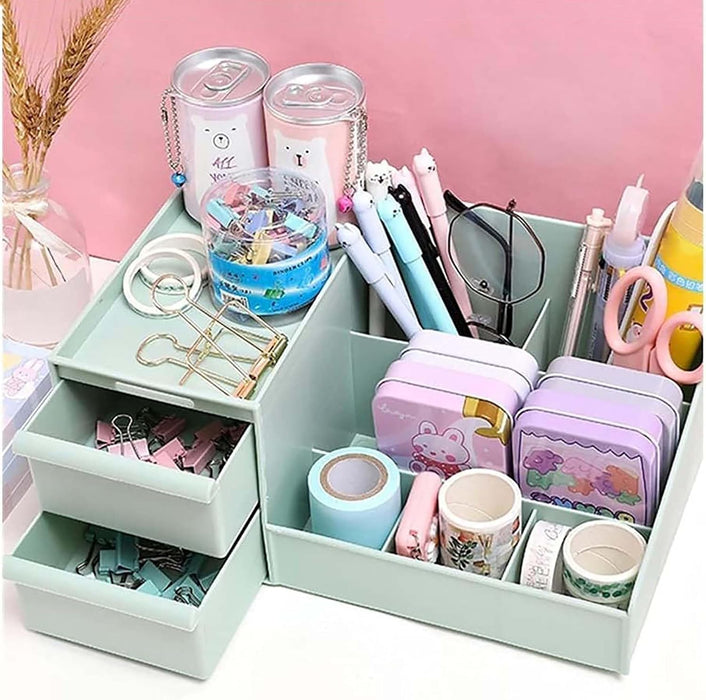 ALOXE Cosmetic Organizer Box Drawers Storage Plastic Stationary Box | Make Up Organiser For Women