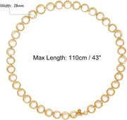 Metal Waist Chain for Women Girls, Adjustable Body Link Belt, Fashion Belly Jewelry Lady's Polished O-Ring, All Over Links Metal Link Chain for Jeans Dresses (Gold)