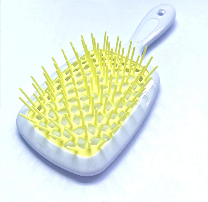 ALANX Detangler Hairbrush ï¼ŒMassage Curl Combï¼ŒDetangling Hair Brush for Women, Girls and Kids for Wet, Dryï¼ŒFine, Curly, Thick and Long Hair (WHITE/YELLOW)