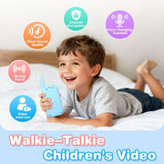 Kids Video Walkie Talkies Toys with Rotating Antenna & 2.0-Inch Screen - Dual-Camera Video Chat, USB-C Rechargeable with Lanyard, Colorful Gift for Interactive Play (Blue and Pink)