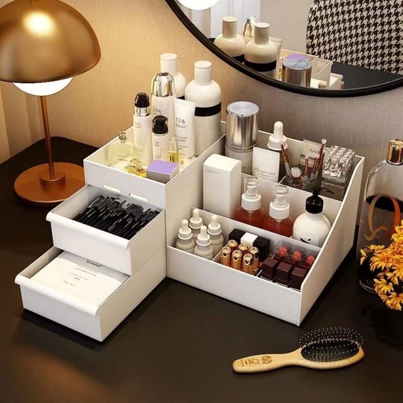 URbazaar Makeup Organizer With Drawers, Large Capacity Desk Organizer, Organizer and Storage for Cosmetics, Lipsticks, Jewelry, Skincare, Holder for Brushes,Eyeshadow,Dresser Countertop