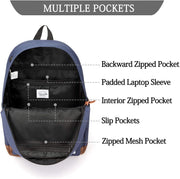 VASCHY Men's Backpack, Women's Waterproof School Bag, Boy Girl Computer 15.6 Inch Vintage for School, College, Work, Travel, Leisure
