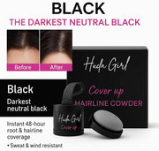 Cover Up Line Powder, Black Darkest Neutral Tone, Hair Root Touch Up for Grey Coverage, Instant Color with Applicator