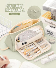 Pencil Case Pen Bag, Large Capacity Pencil Bag, Stationery Storage, Pencil Pouch, Handheld Makeup Pouch Holder, Pencil Organizer, College School Office Supplies for Student Gift (Light Green)