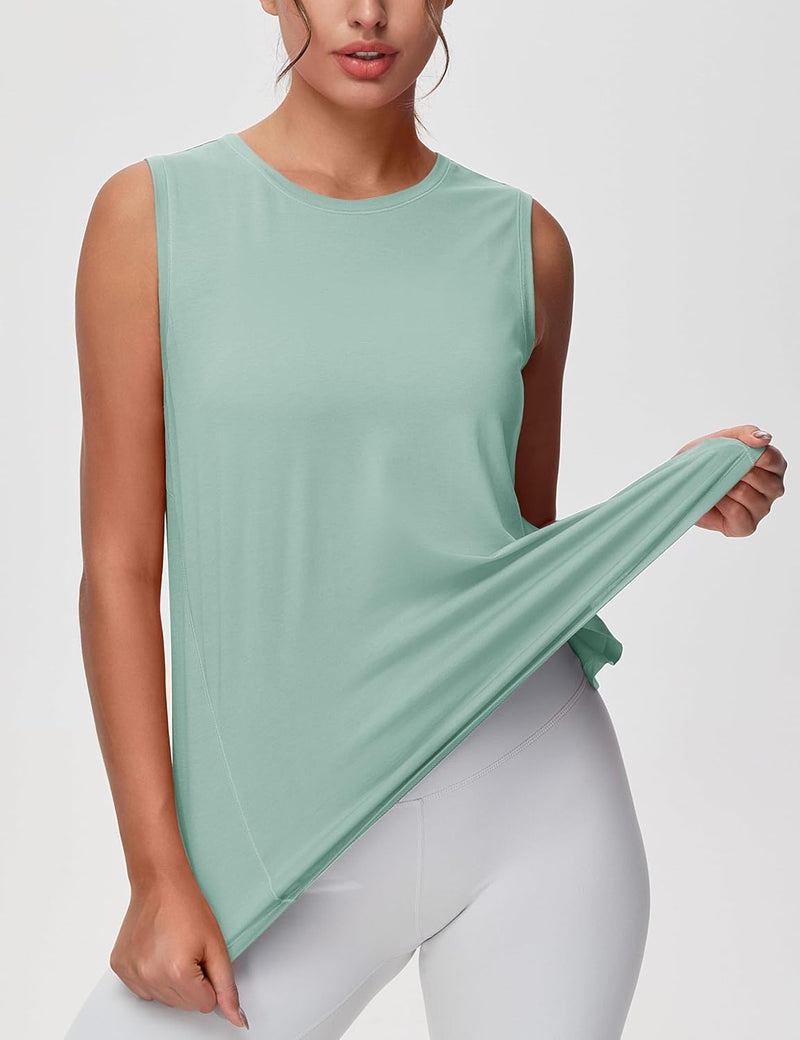 THE GYM PEOPLE Women's Workout Tank Tops Loose Fit Sleeveless Breathable Yoga Shirts with Side Slits