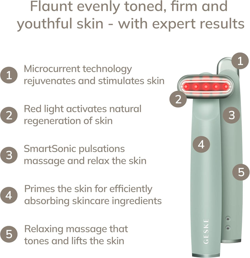 GESKE Skin Firming Wand 7 in 1 Anti-Aging Device MicroCurrent Face-Lift Skincare Tool Remove Wrinkles for Firm & Youthful Skin Advanced Facial Firmer Red LED Technology Rotatable head
