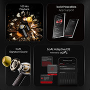 boAt New Launch Nirvana Crystl, Transparent Case,Spatial Audio, ANC(32dB), 100Hrs Battery,4Mics ENx, Dual Pair,App Support, Bluetooth Earbuds, TWS Ear Buds Wireless Earphones with mic (Quantum Black)