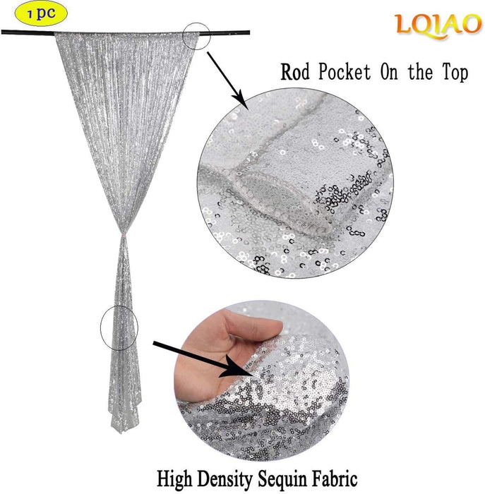 LQIAO 2 Panels Light Gold Sequin Backdrop Glitter Fabric for Wedding Birthday Parties Shimmer Wall-2x8ft