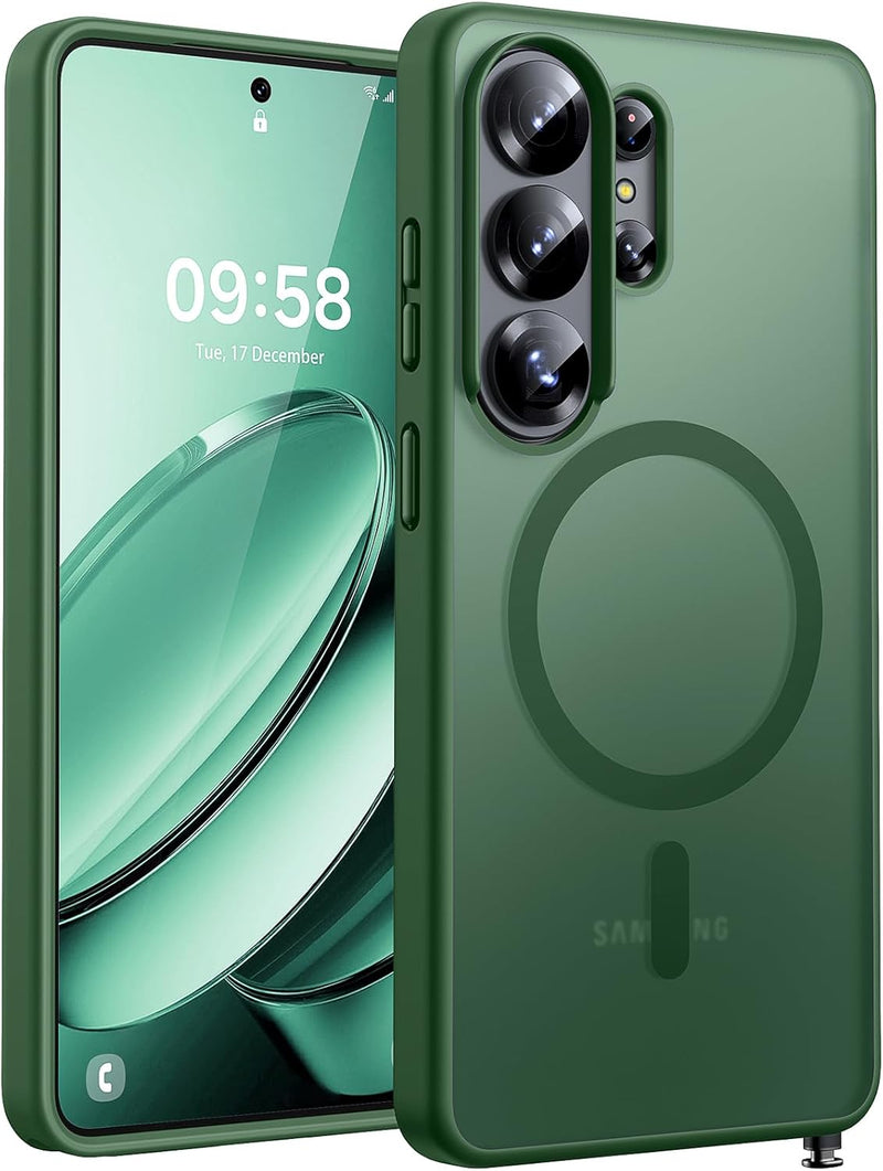 TOCOL for iPhone 17 Case 6.3-Inch, Upgraded Camera Protection, Built-in Ring, Compatible with MagSafe, Shockproof Non-slip Translucent Matte Phone Case, Black - Alpine Green S26 Ultra
