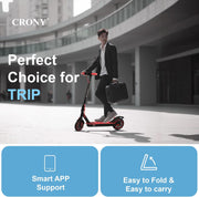 Crony M365 Foldable Electric Scooter, Lightweight Commuter Scooter for Adults Kids, 250W Motor, Smart App Control, 25-45KM/H Max Speed, 10-25KM Range, Red