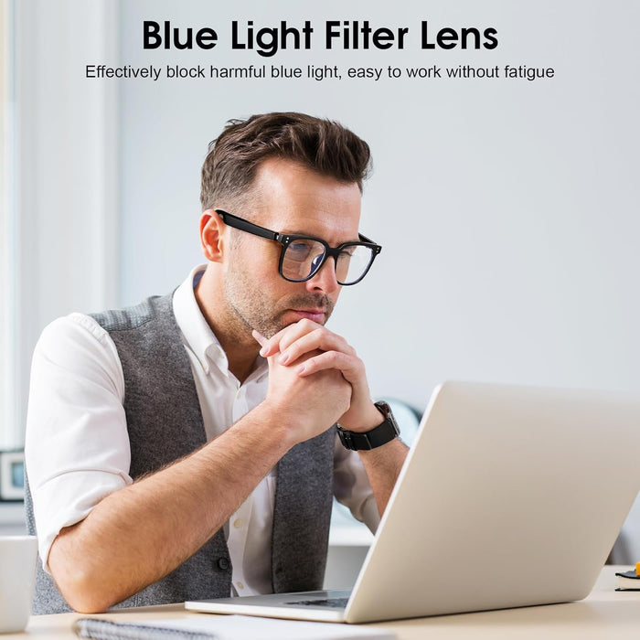 Smart Bluetooth Glasses, Clear Anti Blue Light Lenses, Magnetic Clip-On Sunglasses, UV400 Protection, Hands-Free Calls& Audio, for Indoor/Outdoor