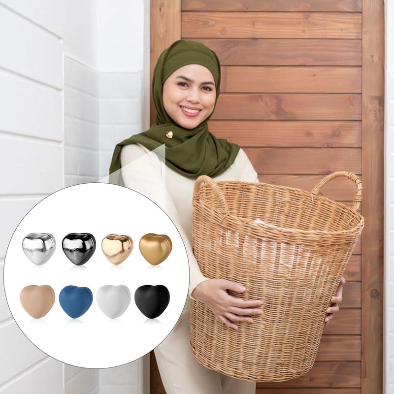 TERRIFI 8pcs Hijab Magnetic Pins, Heart-Shaped Strong Magnetic Scarf Clips, Multi-Purpose Pinless Brooch for Women, Magnetic Clasp for Hijabs, Scarves, and Clothes