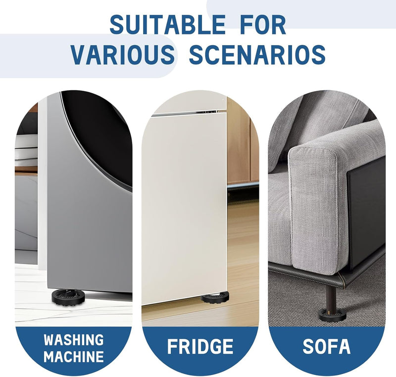 Sdhgerh 4 Pcs Anti Vibration Pads for Washing Machines Black Non Slip Washing Machine Vibration Pads Feet for Washing Machines Dryers Refrigerator Dishwasher Reduce Noise and Movement